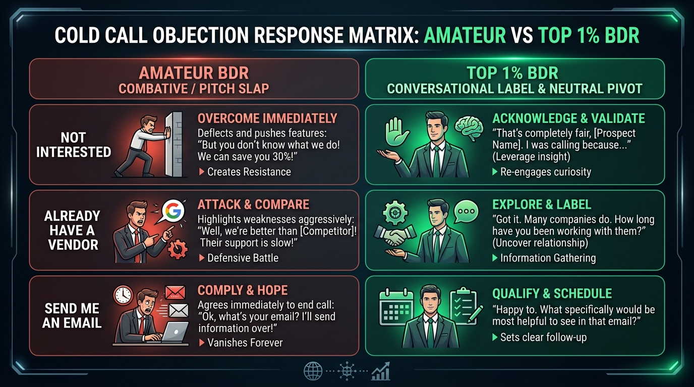 Cold Call Objection Response Matrix: Amateur vs Top 1% BDR
